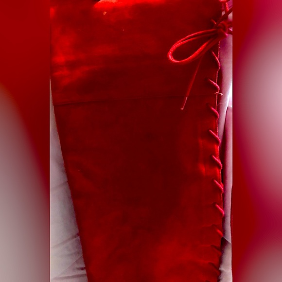 Adley suede thigh high lace up boots wine red size 8 - Picture 2 of 9